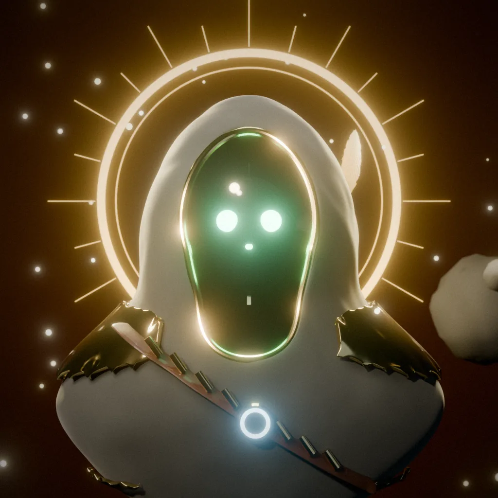 Gild-tier Outlaw with a glowing visor and golden halo